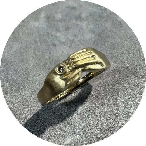 Ant Hat - 'Embrace' Ring, 9ct Yellow Gold, Diamond, Size P