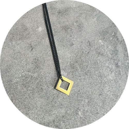 Cass Partington - "Square Tab Small 18Y" 18ct Yellow Gold Pendant Sterling Silver Chain 45cm Cass Partington - "Square Tab Small 18Y" 18ct Yellow Gold Pendant Sterling Silver Chain 45cm