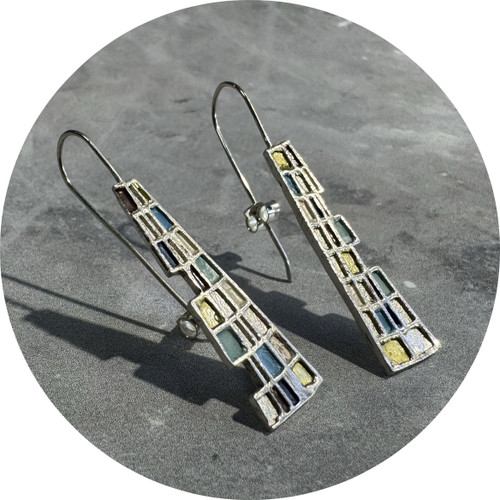 Francisca Rendic - 'Gustav Drop Earrings', Sterling Silver, Coloured Resin