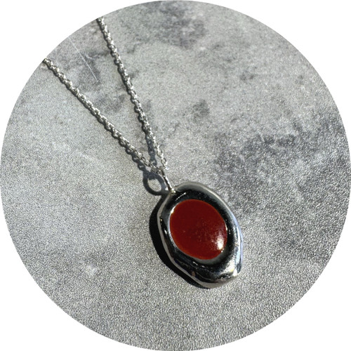 Francisca Rendic -  'Drop of Colour Necklace', Sterling Silver, Red Resin, 50cm Chain