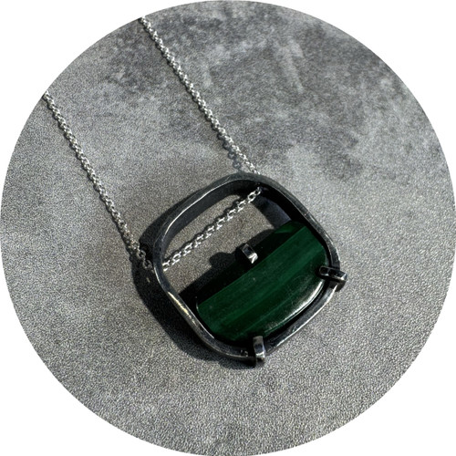 Rachael Grigulis - "INCLUSION: Malachite Necklace. Sterling Silver, Malachite