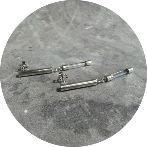 Ann Welton - 'Second Coming' Earrings, Sterling Silver, Repurposed Perspex