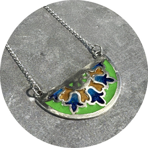 Claire Taylor - Semi Circle Enamel Pendant, Sterling Silver Enamel
