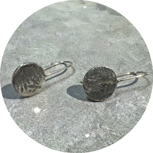 Claire Taylor - Leaves Hook Earrings, Oxidised Sterling Silver