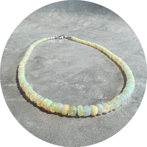 KIN -Ethiopian Crystal Opal Necklace, Sterling Silver, Opal, 40cm