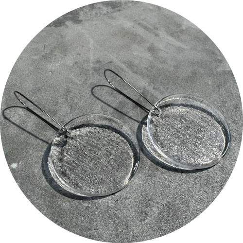 Lisa Cahill - Full Moon Earrings in Clear, Glass, Stainless Steel