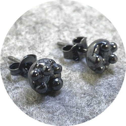 Naomi Bishop - Blackened Bubbly Studs, Oxidised Sterling Silver