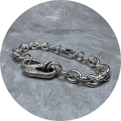 Good Gardener - Writhe And Semper Bracelet, Infinity Snake Link And Carabiner. Sterling Silver, 20cm Long