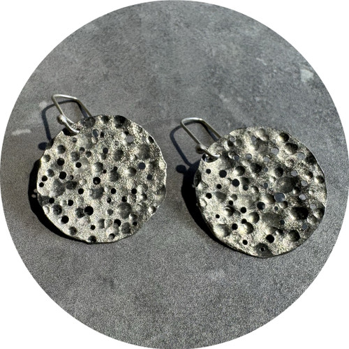 Ann Welton - 'Totally Texture #1' Hook Earrings, Sterling Silver