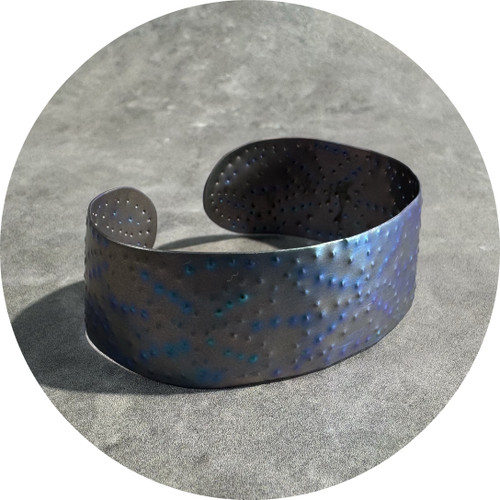 Amanda Croatto - "Royal Blue" Cuff. Pink, Blue Textured Anodised Titanium. 15cm Circumference. 20mm Wide