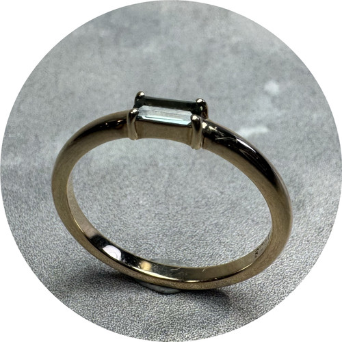 KIN - East to West Emerald Cut Sapphire Ring, 9ct Yellow Gold, Sapphire, Size O