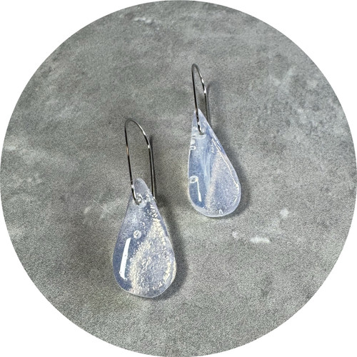 Lisa Cahill - Small Shard Earrings. Opaline Shapes. Glass, Stainless Steel