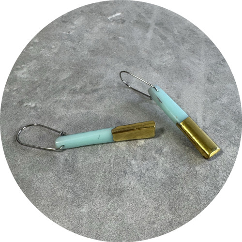 Lisa Cahill - Shard Earrings. Small, Assorted Colours. Glass, Gold, Stainless Steel