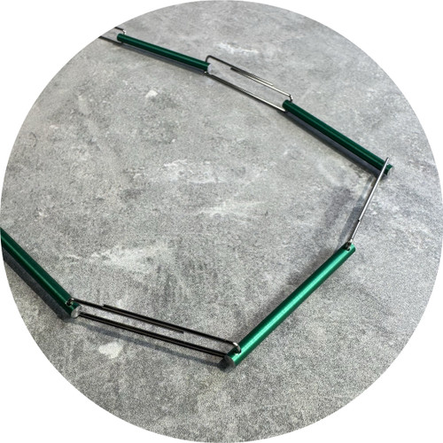Phoebe Porter - Hidden Line Necklace, Anodised Green Aluminium, Stainless Steel, Snake Chain