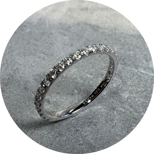 KIN - 18ct White Gold Band With 23 Diamonds, Size N