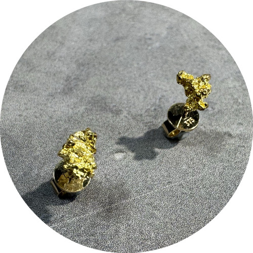 KIN - Nugget Stud Earrings, 9ct Yellow Gold