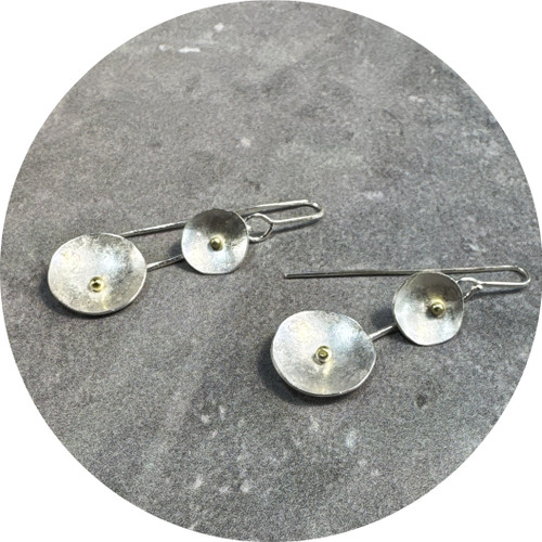 Shimara Carlow - 'Lunar' Earrings, Sterling Silver, 18ct Yellow Gold