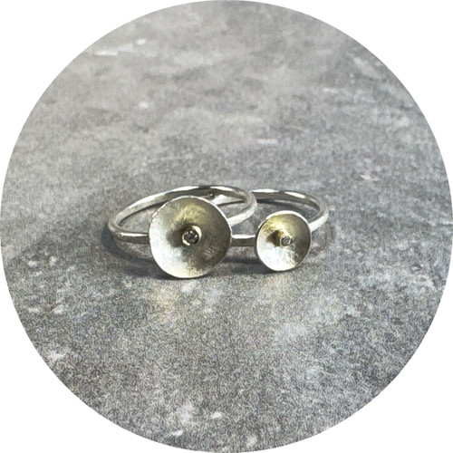 Shimara Carlow - Lunar Ring Set with Diamonds, Sterling Silver, 18ct Yellow Gold, Diamond, Size L.5