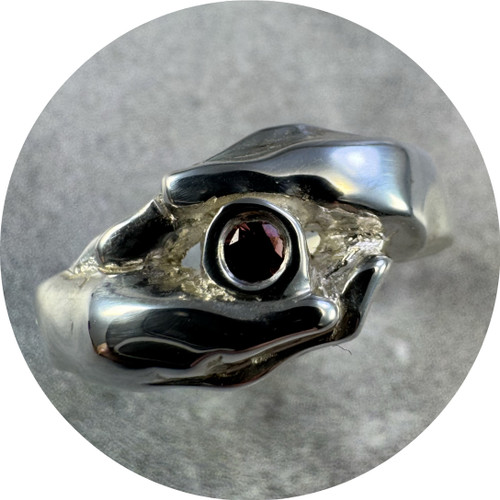 ANT HAT - 'To Protect Ring, Sterling Silver, Red Burmese Spinel, Size O 1/2