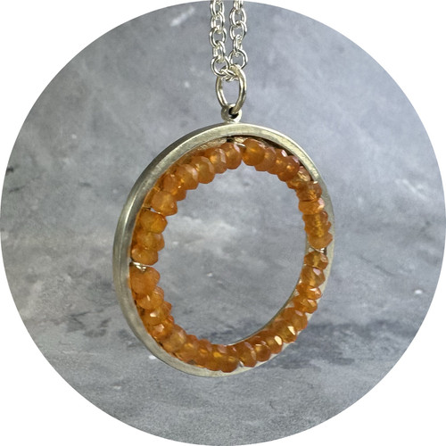 Ann Welton - "The Beauty Inside" Pendant, Sterling Silver, Carnelian Beads.