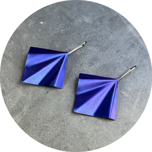 Sarah Murphy - Purple Fold Earrings, Large, Anodised Titanium