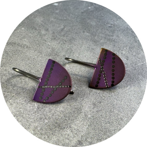 Sarah Murphy - 'Purple Tracks' Tiny Dancer Earrings. Titanium