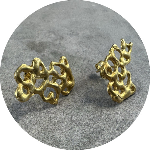 Francisca Rendic - 'Liminal Leaves', Gold Plated Sterling Silver Earrings