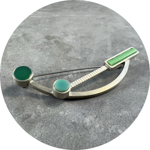 Maria Natoli - 'My Colours' Brooch in Green, Sterling Silver, Recycled Plastic, Stainless Steel