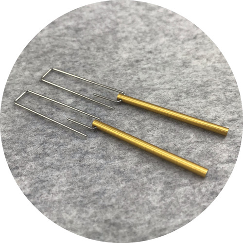 Phoebe Porter - Hidden Line Earrings in Yellow, Stainless Steel, Anodised Aluminum