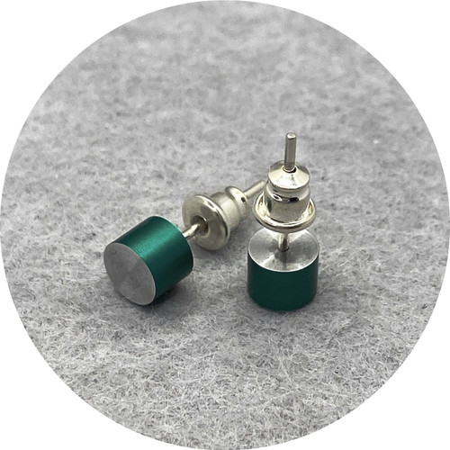 Phoebe Porter - Station Studs in Green, Anodised Aluminium, Sterling Silver