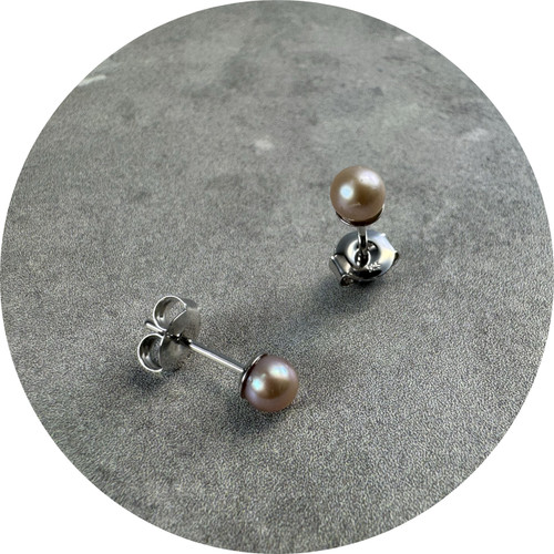 KIN- Freshwater Lavender Pearl Studs, Sterling Silver