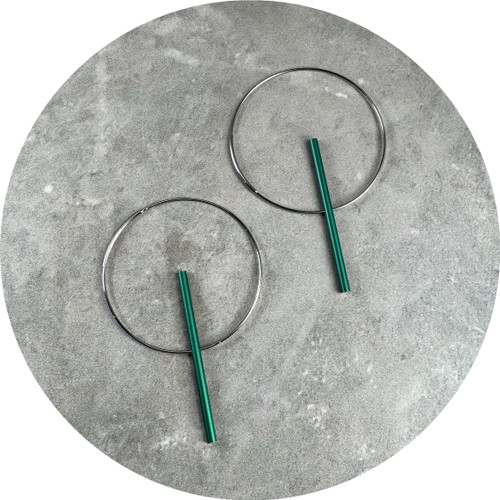 Phoebe Porter - Axis Earrings in Green, Stainless Steel, Aluminium