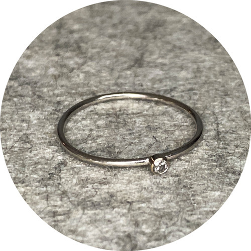 KIN - .03ct round salt and pepper diamond stacker ring in 14ct white gold