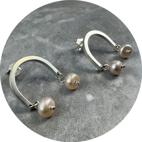 Danielle Barrie - Swell Earrings (Large), Sterling Silver, Freshwater Pearls