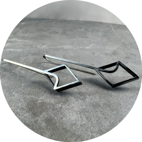 Rachael Grigulis - Outline: Diamond-Shaped Earrings, Sterling Silver