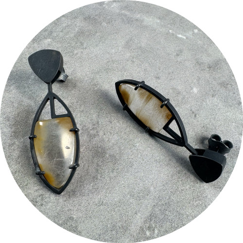 Rachael Grigulis - Inclusion: Red Rutile Drop Earrings, Sterling Silver, Quartz