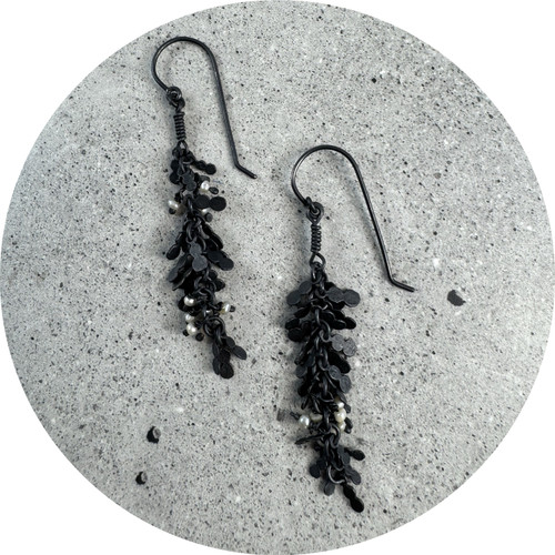 Virginia Sprague - Everything/Everywhere Hook Earrings, Oxidised Sterling Silver, Seed Pearls