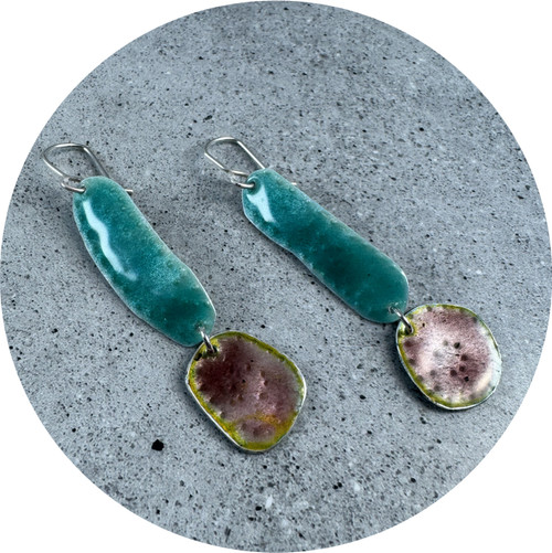 Amanda Croatto - Luscious Enamel Earrings, Sterling Silver, Enamel