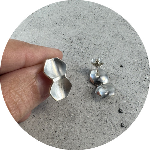 Jess Ervin - Double Hex Domed Studs, Sterling Silver