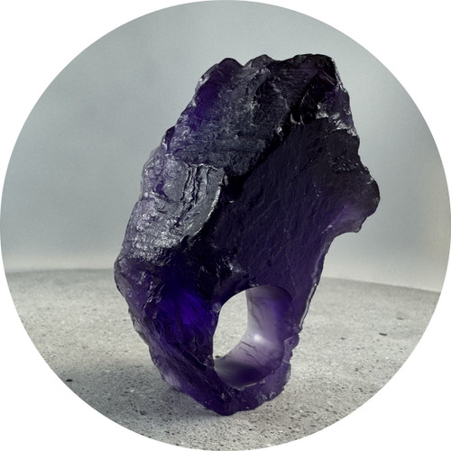 Simon Williams - 'Anthracite' Ring Amethyst, Resin, Size U