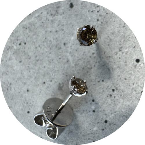 KIN - Australian Argyle Diamond Four Claw Studs, 9ct White Gold, Diamond