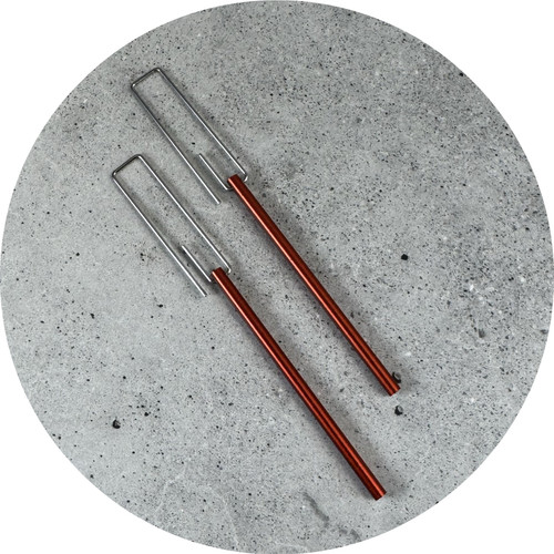 Phoebe Porter - Hidden Line Earrings (Long). Stainless Steel, Aluminium