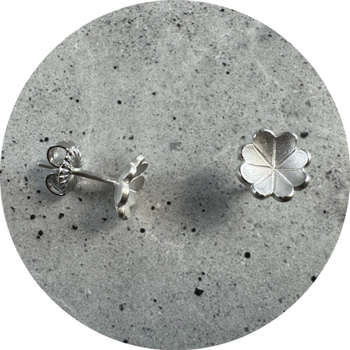 Danielle Lo - Small Floral Studs, Fine Silver, Sterling Silver.