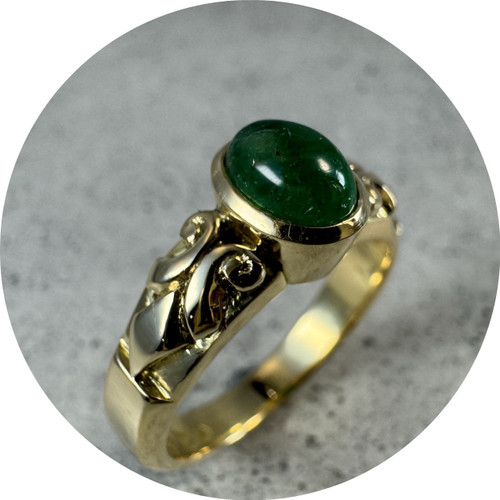 Sarah Kellett - Cabochon Emerald Ring, 18ct Yellow Gold
