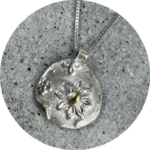 Claire Taylor - Flower Garland Pendant, Sterling Silver, 18ct Yellow Gold, 50cm Chain