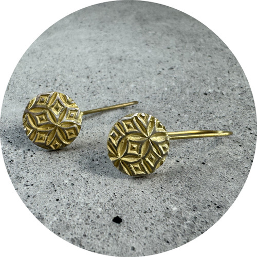 Claire Taylor - Japanese Print Earrings, Yellow Gold Plated Sterling Silver