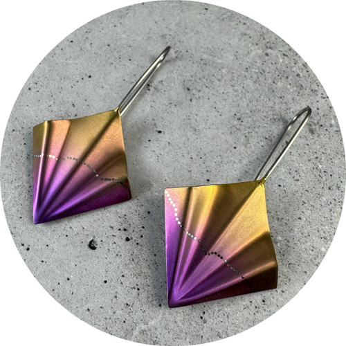 Sarah Murphy - Desert Sunset Fold Earrings (Small), Anodised Titanium