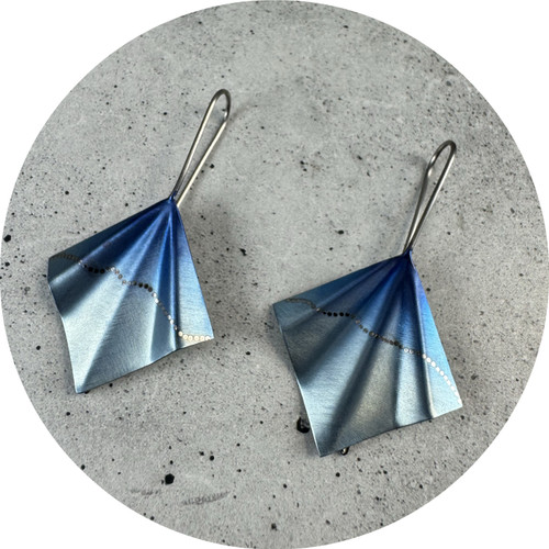 Sarah Murphy - Blue Skies Fold Earrings (Small), Anodised Titanium
