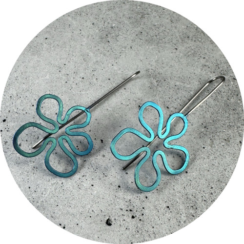 Sarah Murphy - Open Field Daisy Earrings, Anodised Titanium