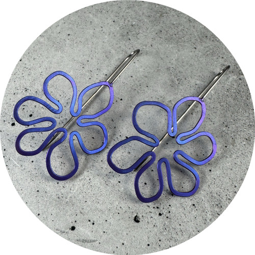 Sarah Murphy - Purple Patch Daisy Earrings, Anodised Titanium